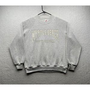VTG Jerzees Sweatshirt Womens Large Myrtle Beach South Carolina 91' Heather Gray